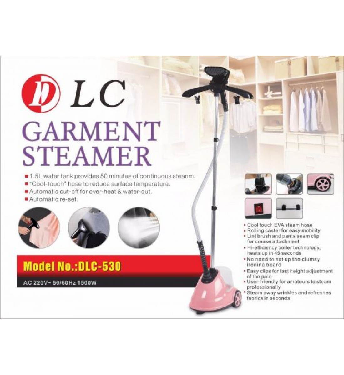 DLC Steam Iron 220, Pink -